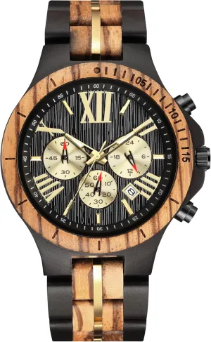 GORBEN Mens Wooden Watch, Wrist Watch for Men, Lightweight Business Fashion Analog Quartz Watch, Stylish Mens Watch Perfect for Any Occasion
