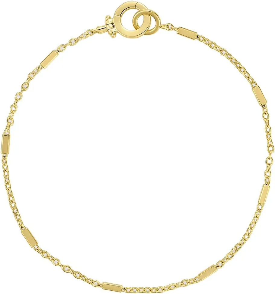 gorjana - Tatum Bracelet - 18K Gold Plated - Dainty Chain with Delicate Bar Accents - Minimalist Layering Jewelry - Secure Hinge Closure