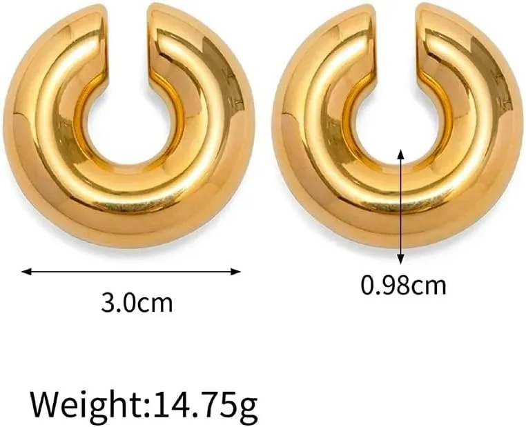 Gothic Thick Waterproof Stainless Steel Big Ear Clip Elegant Ear Cuff Chic Ear Close Clip Earclips Stud No Piercing Ear Jewelry