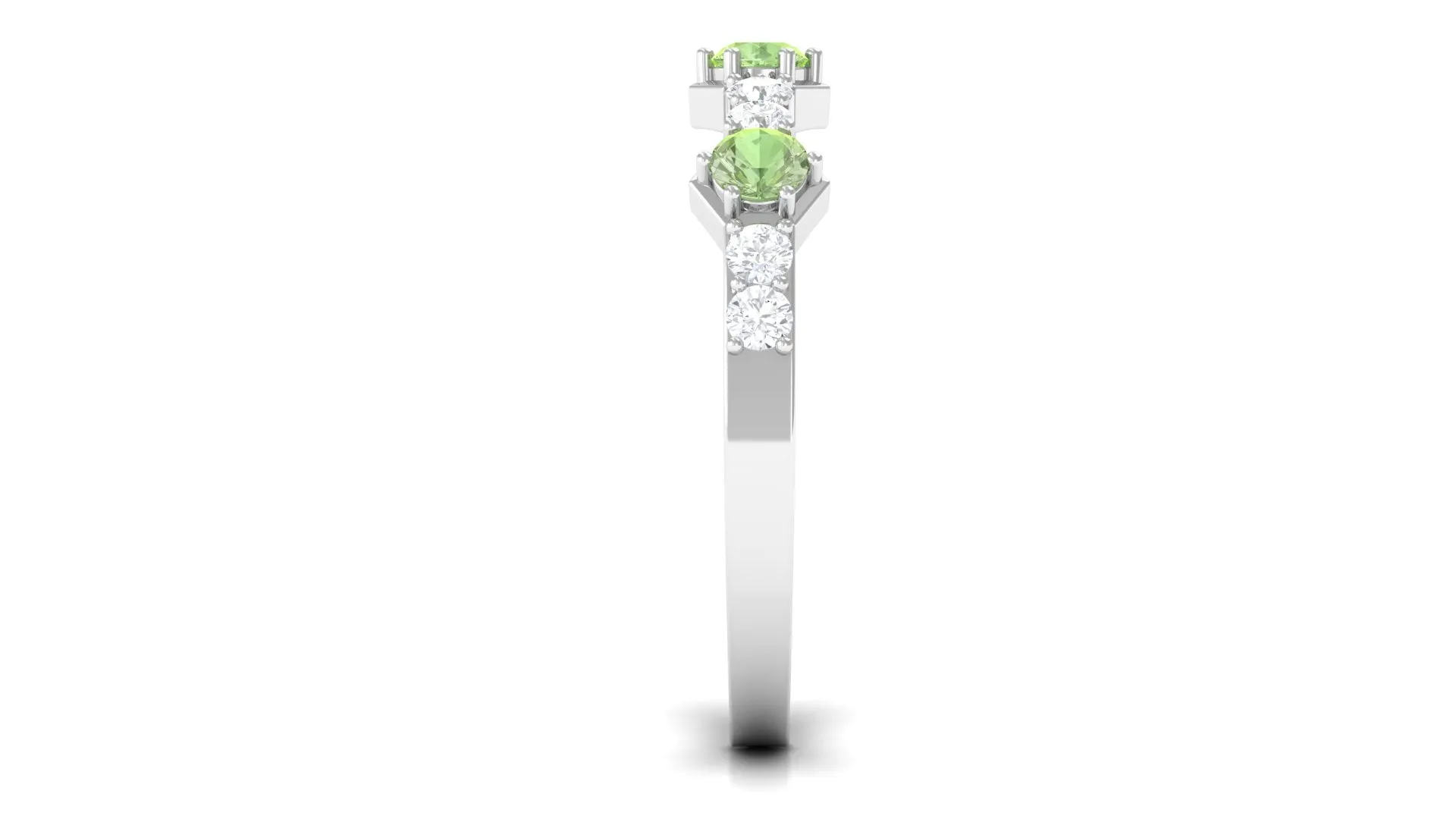 Green Sapphire and Diamond Half Eternity Ring