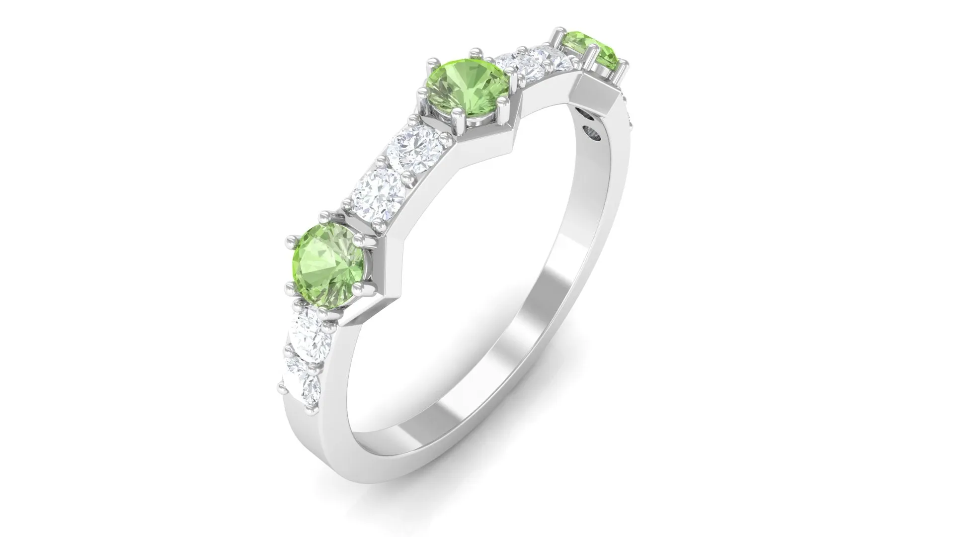 Green Sapphire and Diamond Half Eternity Ring