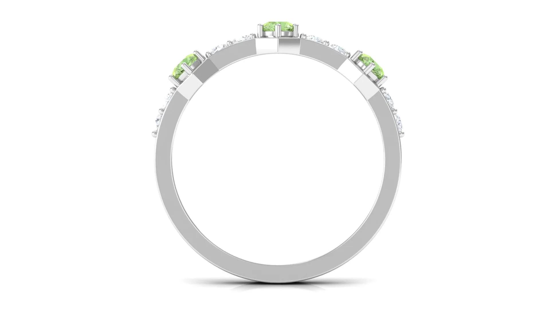 Green Sapphire and Diamond Half Eternity Ring