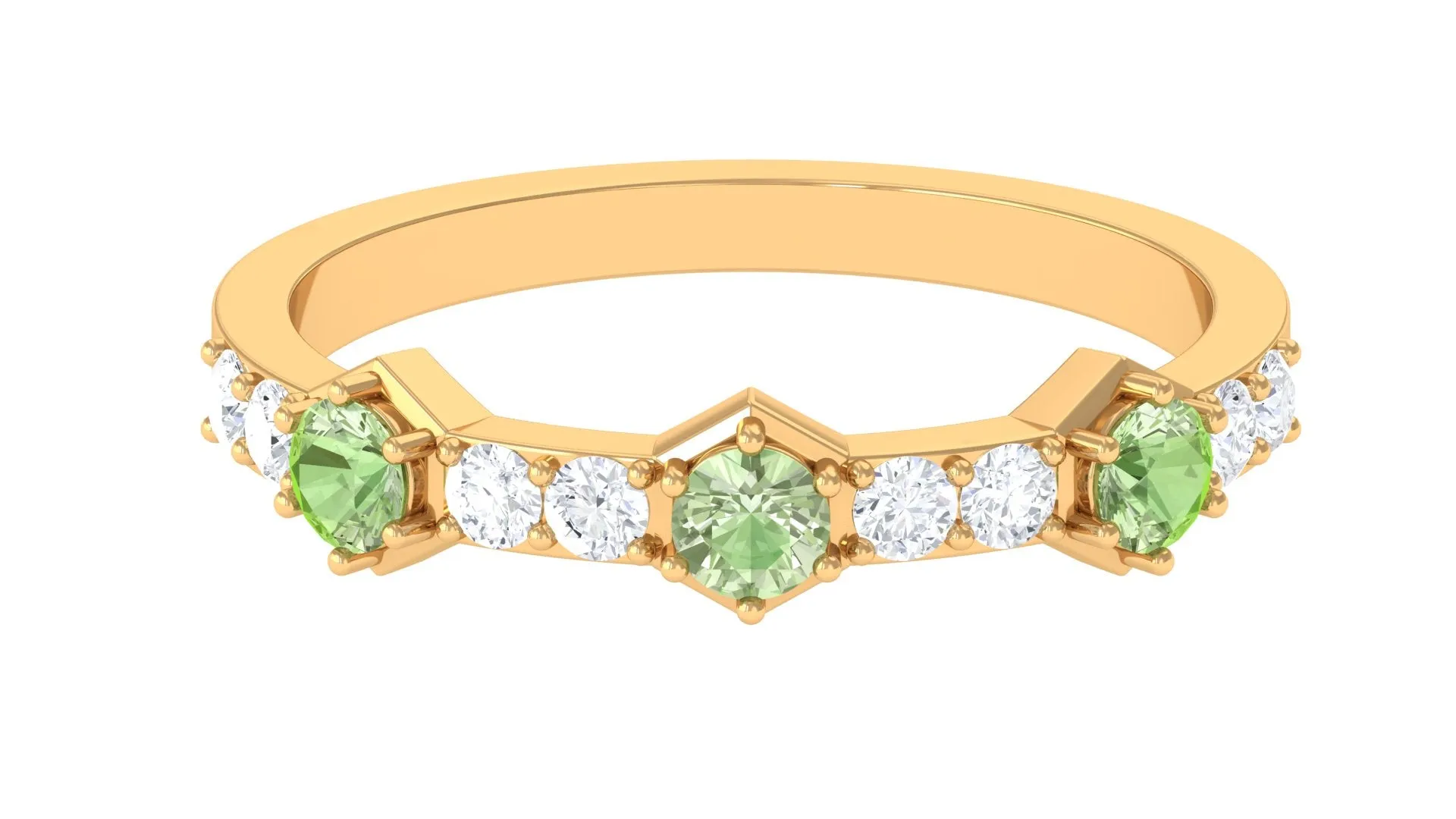 Green Sapphire and Diamond Half Eternity Ring