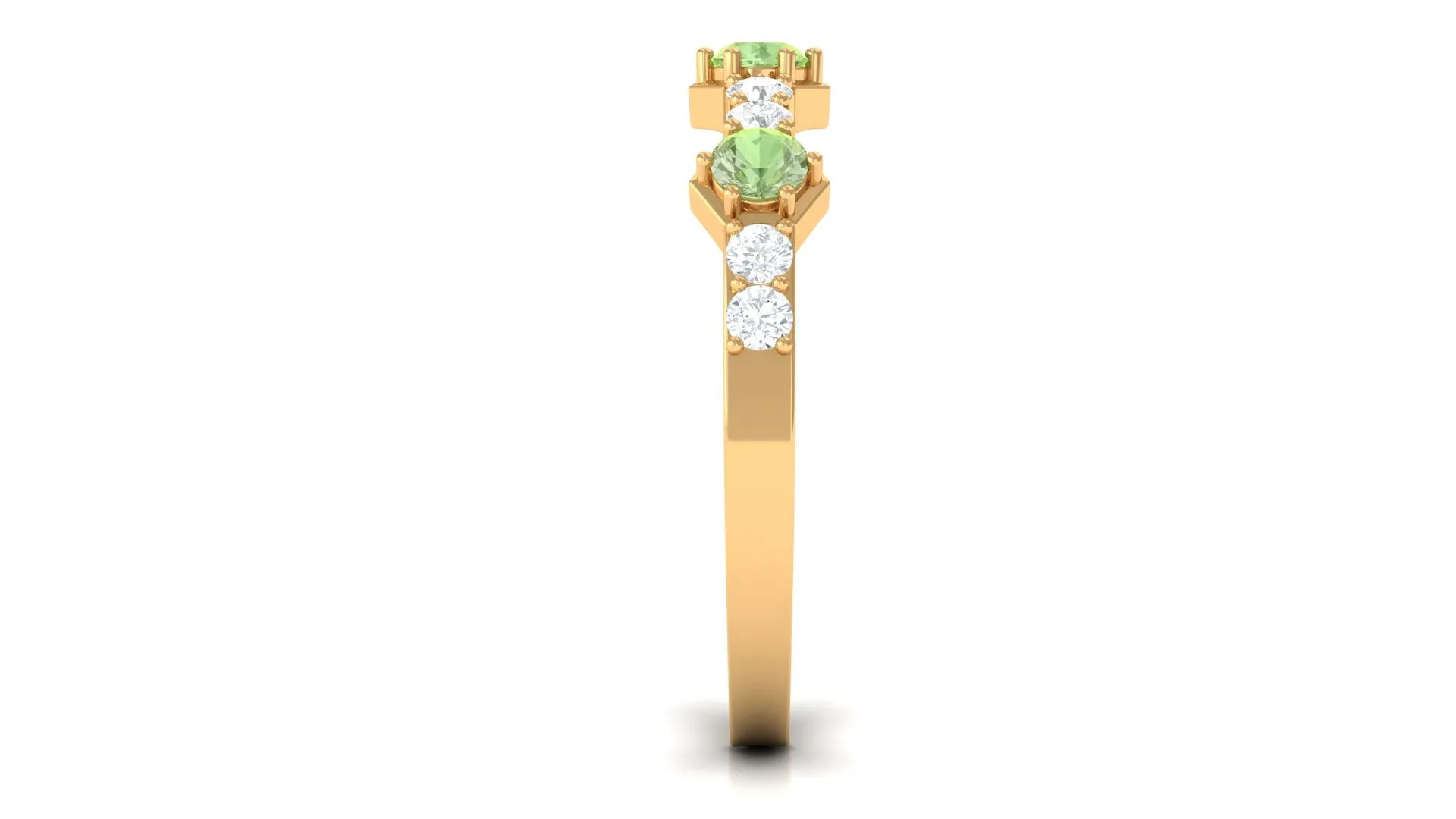 Green Sapphire and Diamond Half Eternity Ring