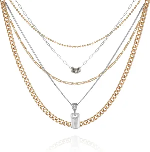 GUESS Two Tone Crystal Stone 5 Piece Layered Necklace