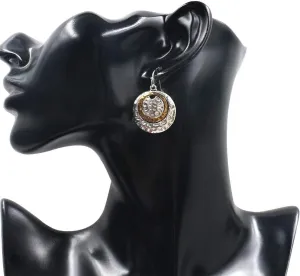 Handmade Ethnic Boho Retro Gold Matte Small Round Circle Dangle Drop Earrings Vintage Silver Hoop Hook Earrings for Women Girls Statement Jewelry