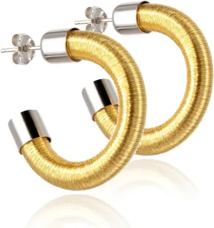 Handmade Italian Gold/Silver Coil Earrings S925 Silver Minimalist Coil Hoop Earrings Elegant Artisan Dangling Jewelry Wedding Mothdays Day Gift for Women