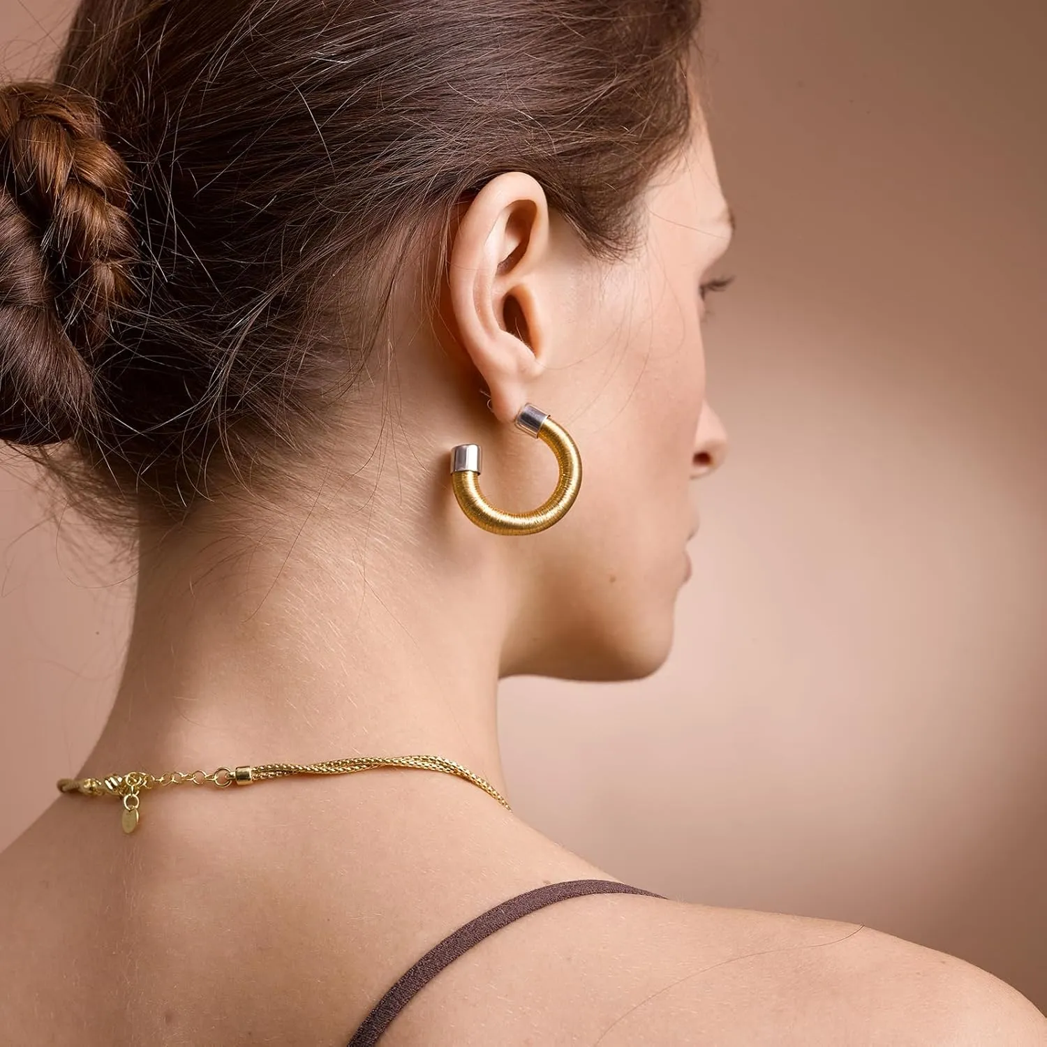 Handmade Italian Gold/Silver Coil Earrings S925 Silver Minimalist Coil Hoop Earrings Elegant Artisan Dangling Jewelry Wedding Mothdays Day Gift for Women