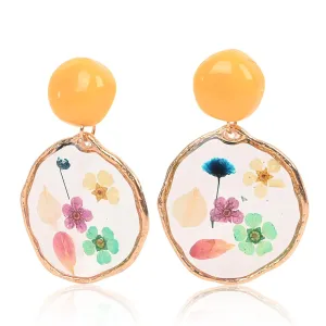 Handmade Pressed Flower Earrings - Unique Real Flower Resin Earrings, Elegant Floral Jewelry, Unique Resin Drop Dangle Plant Earrings,Vintage Design, Perfect Nature-Inspired Gift for Women and Girls