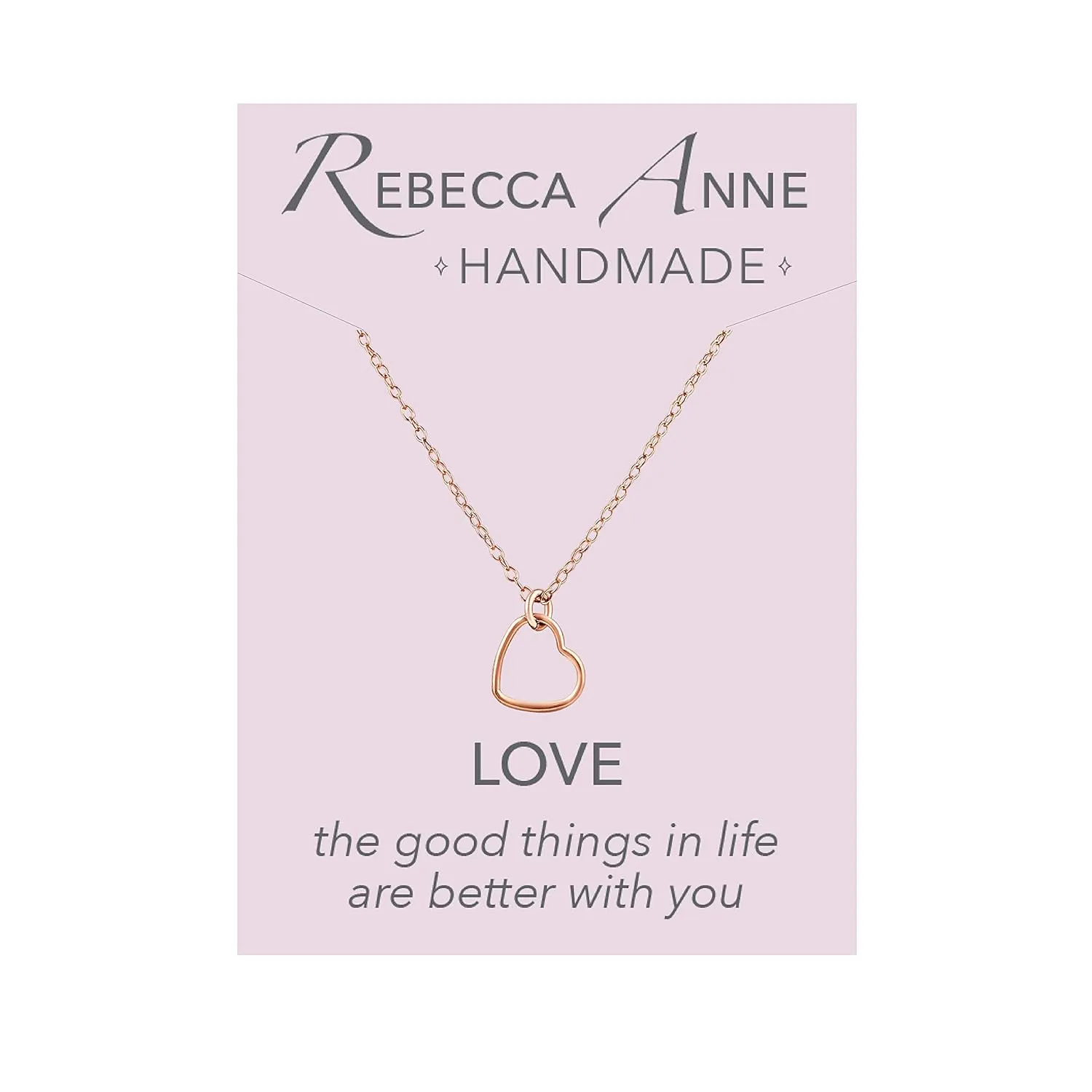 Handmade Rose Gold Heart Charm Necklace, 16-18" Adjustable, Delicate Layering Necklace, Easter, Birthday, Anniversary Gift for Wife, Girlfriend, Teen, Girl, BFF