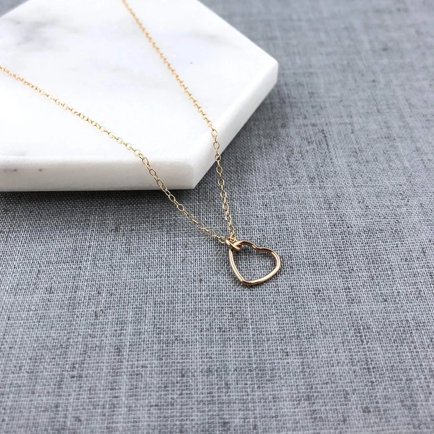 Handmade Rose Gold Heart Charm Necklace, 16-18" Adjustable, Delicate Layering Necklace, Easter, Birthday, Anniversary Gift for Wife, Girlfriend, Teen, Girl, BFF