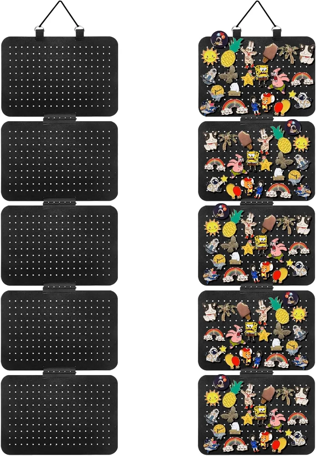 Hanging Enamel Lapel Pin Display Panels Organizer with 5 Loose-leaf Board Pieces, Removable Hanging Brooch Pin Storage Display Pages, Enamel Lapel Pin Display Panels at Least 210 Pins