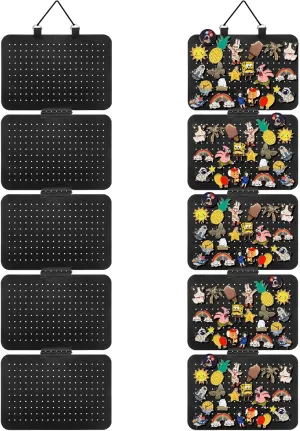 Hanging Enamel Lapel Pin Display Panels Organizer with 5 Loose-leaf Board Pieces, Removable Hanging Brooch Pin Storage Display Pages, Enamel Lapel Pin Display Panels at Least 210 Pins