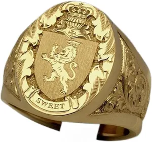 HaoMo 925 Sterling Silver Plated 18K Yellow Gold Men's Crown Lion Shield Badge Royal Seal Animal Pattern Hip Hop Cocktail Party Ring Gift for Men Size 7-12 HM021 (12)