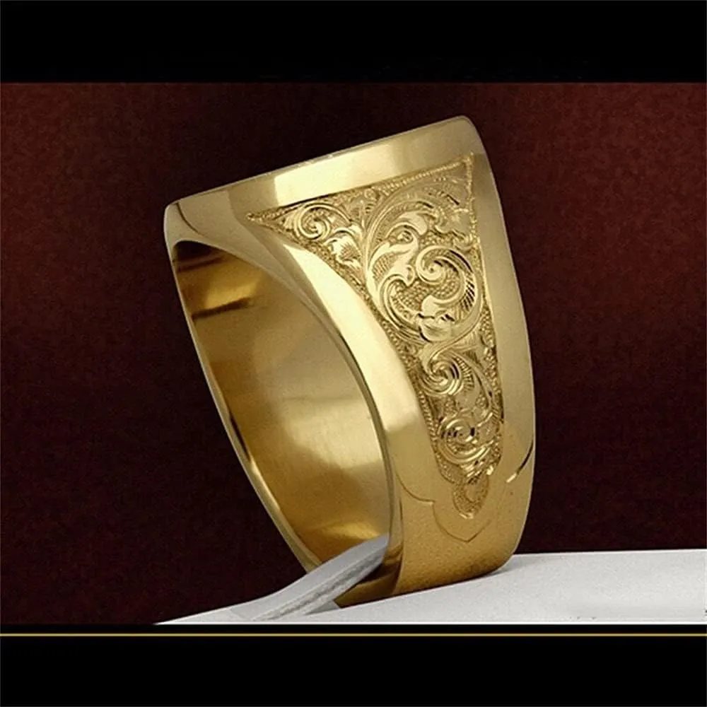 HaoMo 925 Sterling Silver Plated 18K Yellow Gold Men's Crown Lion Shield Badge Royal Seal Animal Pattern Hip Hop Cocktail Party Ring Gift for Men Size 7-12 HM021 (12)