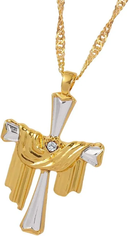 Happyyami Jesus Clavicle Chain Cross Necklace Baroque Chain Jesus Charm Pendant Stylish Jewelry for All Occasions