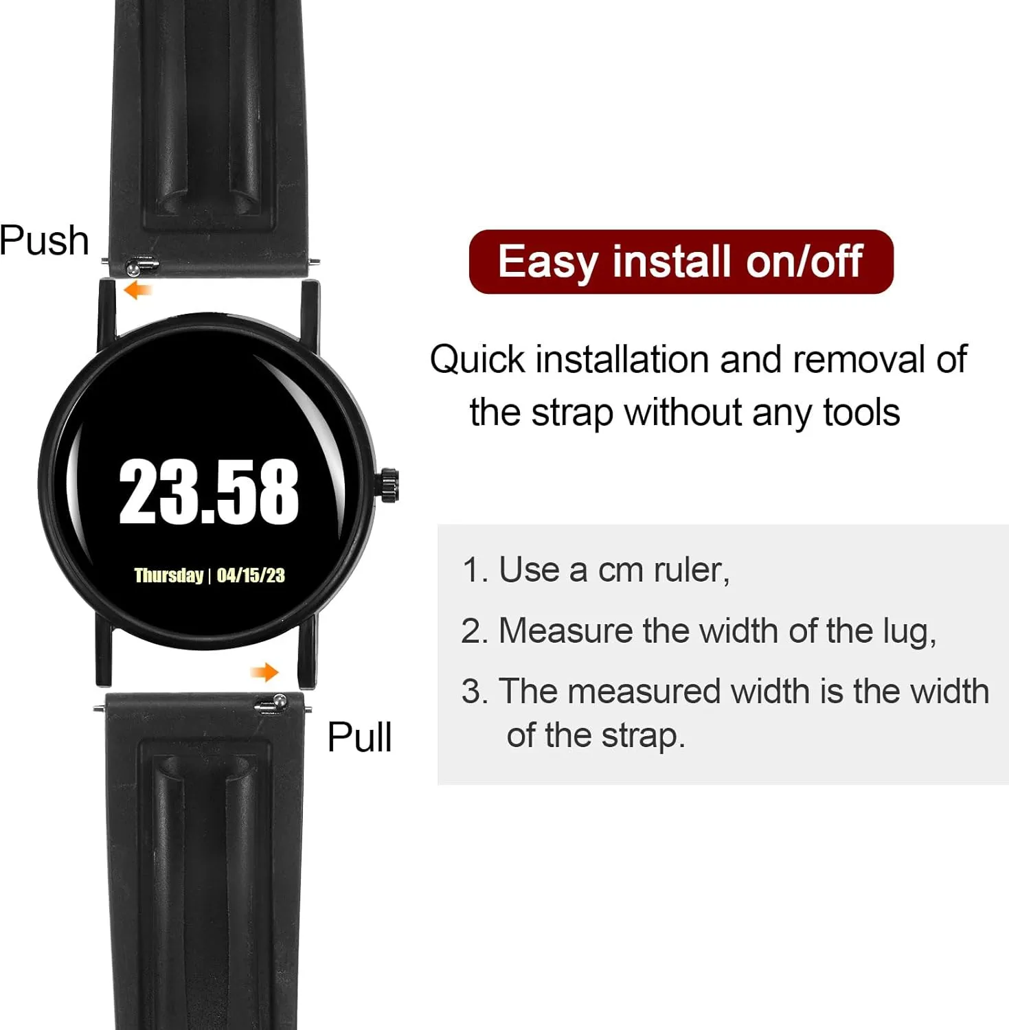 HARFINGTON Rubber Watch Band Quick Release Soft Fluororubber Replacement Watch Strap with Stainless Steel Buckle for Men Women