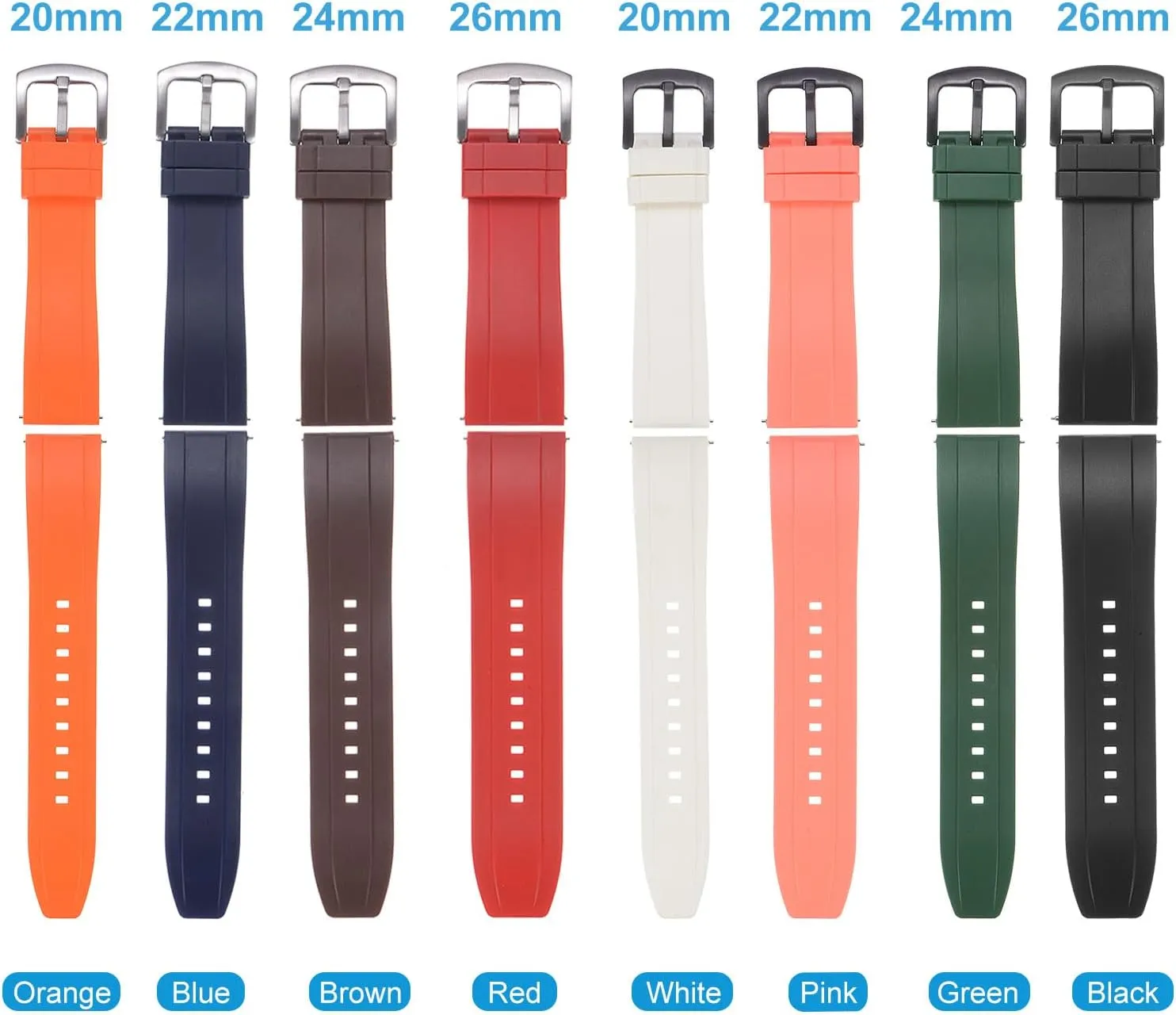 HARFINGTON Rubber Watch Band Quick Release Soft Fluororubber Replacement Watch Strap with Stainless Steel Buckle for Men Women