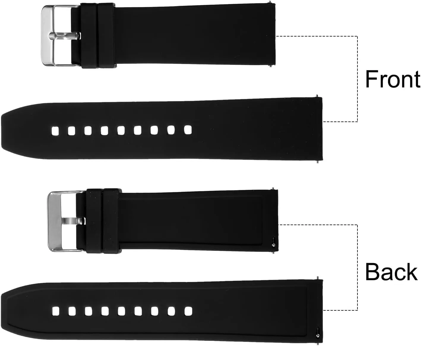 HARFINGTON Silicone Watch Band Quick Release Flexible Soft Rubber Watch Strap with Stainless Steel Clasp Replacement Wristband for Men Women
