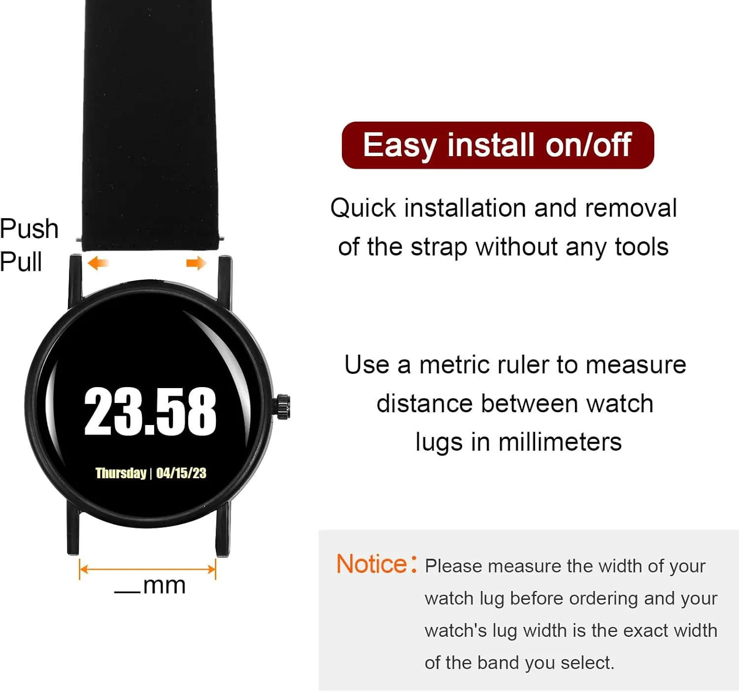 HARFINGTON Silicone Watch Band Quick Release Flexible Soft Rubber Watch Strap with Stainless Steel Clasp Replacement Wristband for Men Women