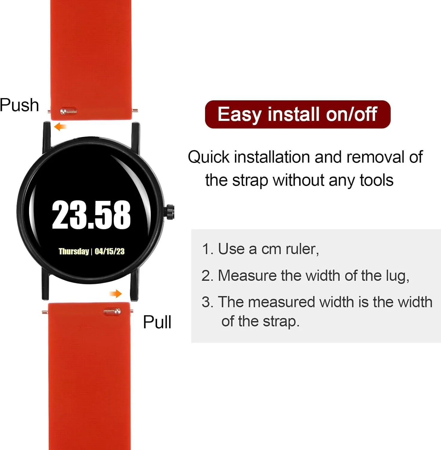 HARFINGTON Silicone Watch Band Soft Rubber Replacement Watch Strap with Stainless Steel Buckle for Men Women