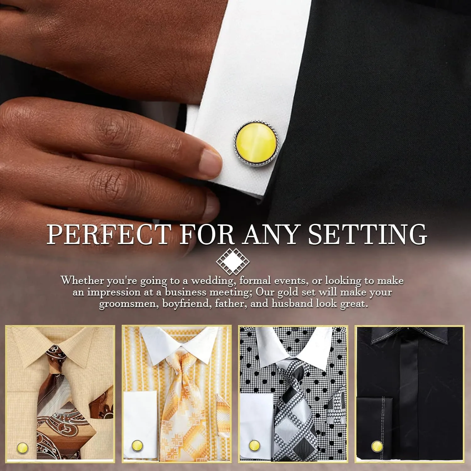 HAWSON Fancy Cufflinks for Men Suitable for Tall and Big Men, in Gift Box, Easy to Match Wedding Dress Shirt Coats and Accessories or Jewelry