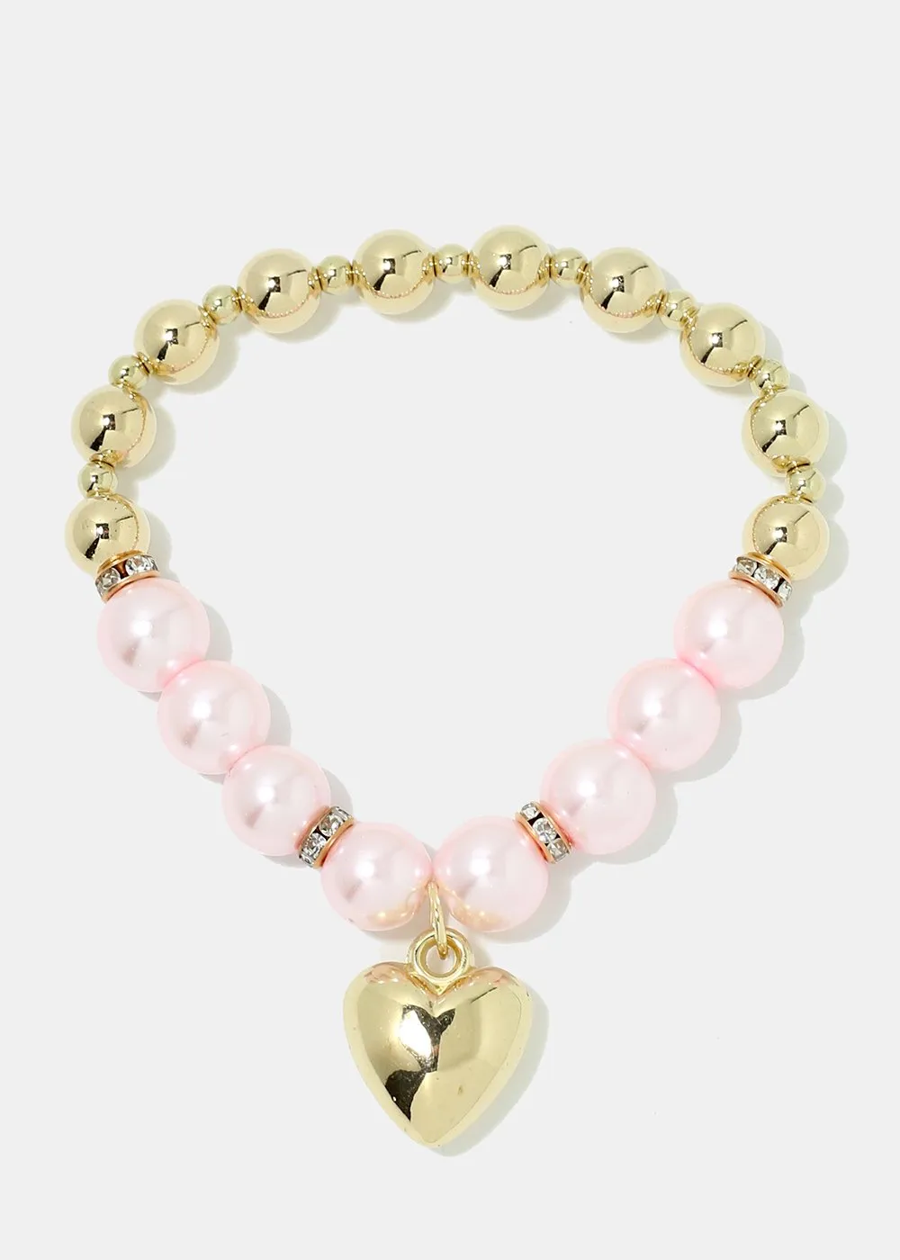 Heart Charm Pearl Bracelet