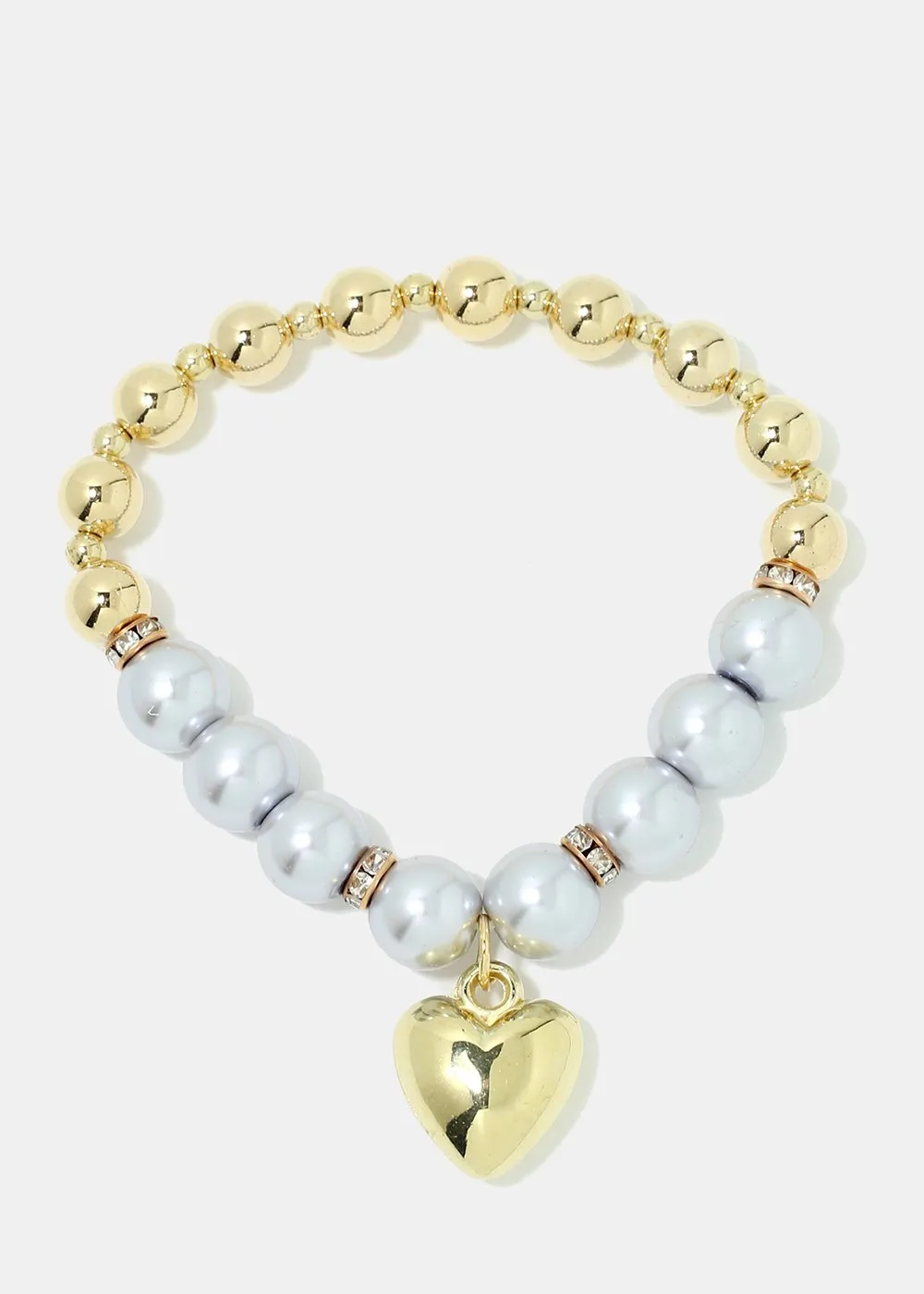 Heart Charm Pearl Bracelet