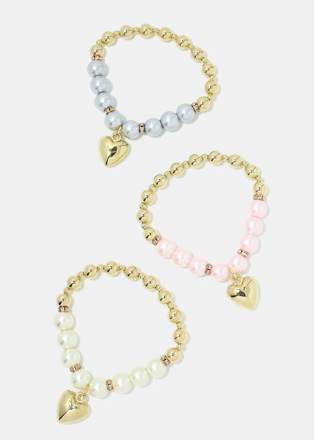 Heart Charm Pearl Bracelet