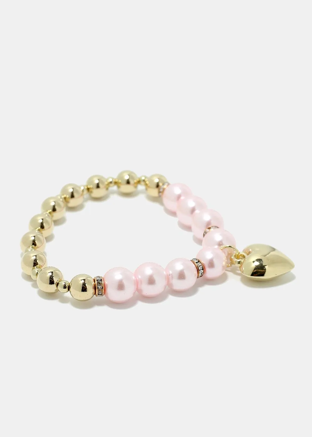 Heart Charm Pearl Bracelet