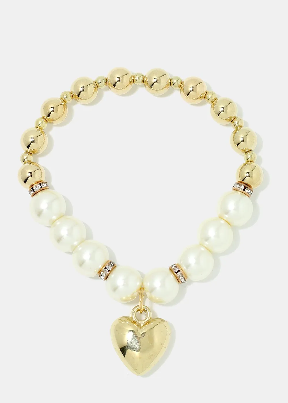 Heart Charm Pearl Bracelet