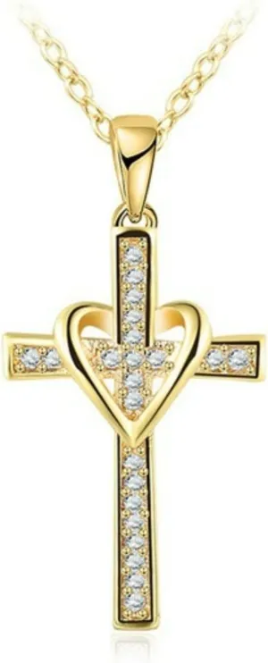 Heart Cross Pendant Necklace for Women Sparkly White Love Rhinestone Necklace Dainty Red Heart Cubic Zircon Necklace Vintage Cross Heart Crystal Statement Necklace Valentines Costume Jewelry Accessories