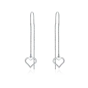 Heart Flower Star Chain Threader Earrings .925 Sterling Silver U Stabilizer Hook