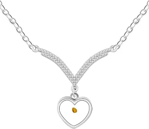 Heart Mustard Seed Jewelry - Elegant Cubic Zirconia Pave V-Shaped Necklace for Women - Simple Christian Faith Pendant Motivational for Women