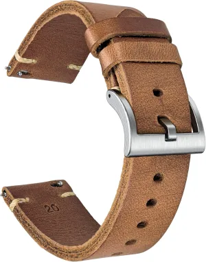 hemsut h Leather Watch Bands, Horween Leather Watch Strap for Men 18 19 20 21 22 24mm Quick Release Handmade Vintage Replacement Wrap