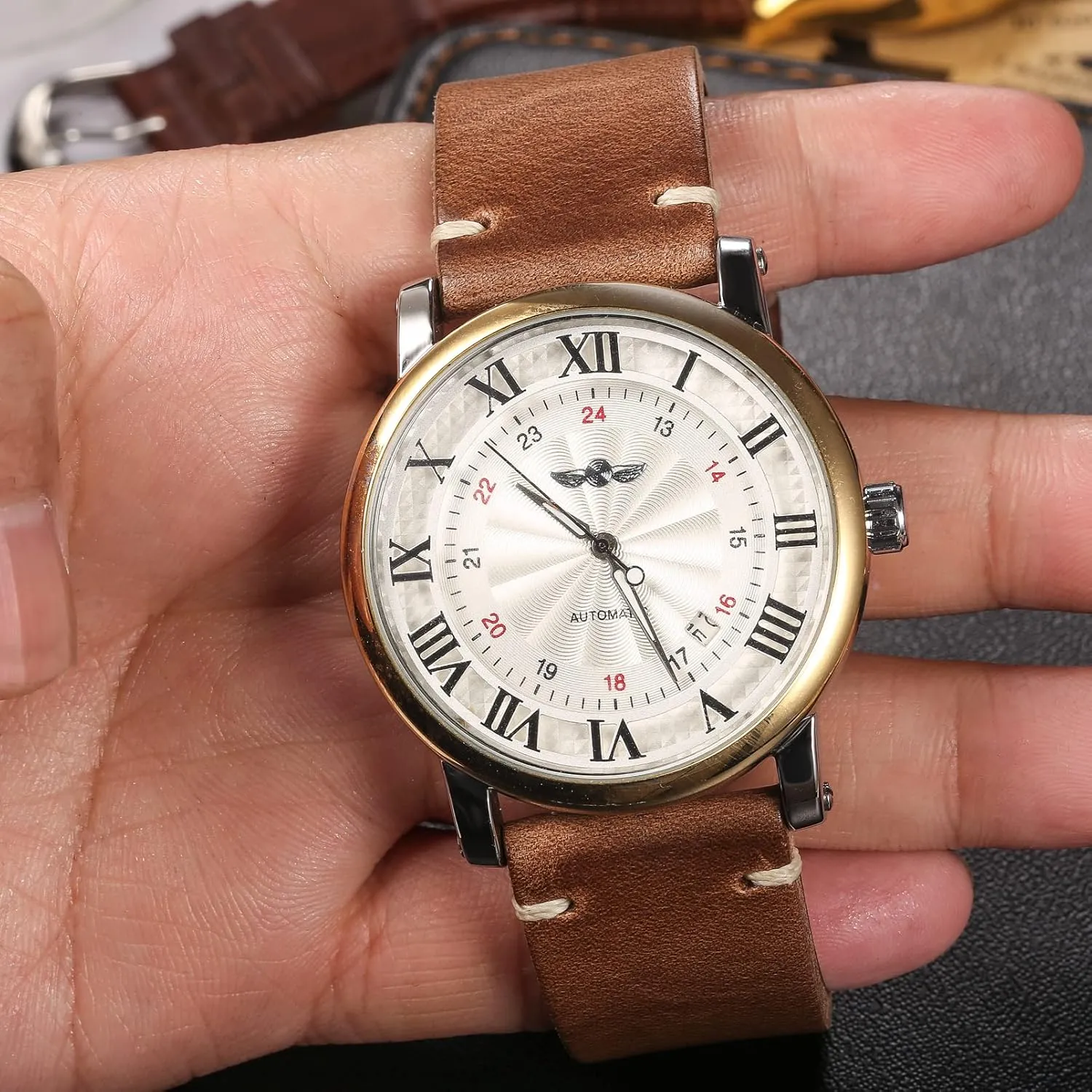 hemsut h Leather Watch Bands, Horween Leather Watch Strap for Men 18 19 20 21 22 24mm Quick Release Handmade Vintage Replacement Wrap