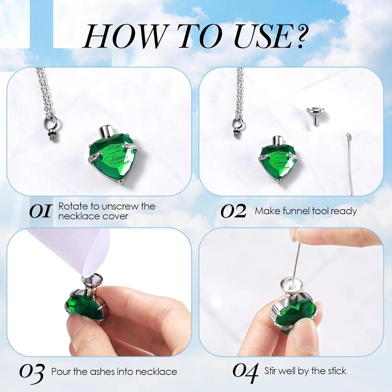 Henoyso 12 Pcs Urn Necklace for Ashes Bulk Cremation Cross Heart Cubic Jewelry Stainless Steel Memorial Locket for Men Women
