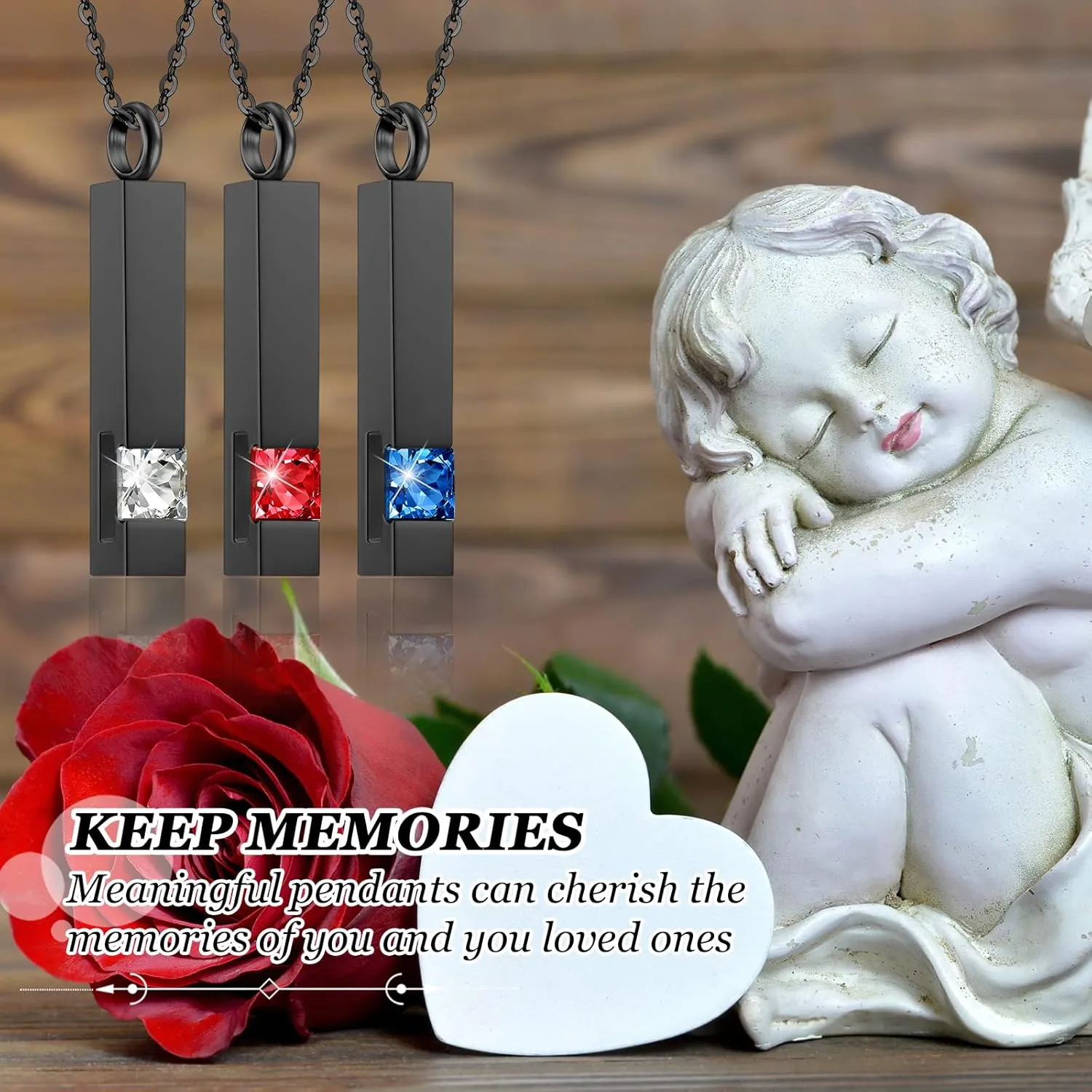 Highergo Urn Necklaces for Ashes Cremation Jewelry Urns Necklace Silver Black Stainless Steel Memorial Pendant Locket Vertical Bar Keepsake Pendant for Women Men Loved Ones Human Ashes