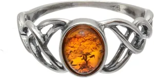 HolidayGiftShops Sterling Silver and Baltic Honey Celtic Amber Ring Celtic Knots