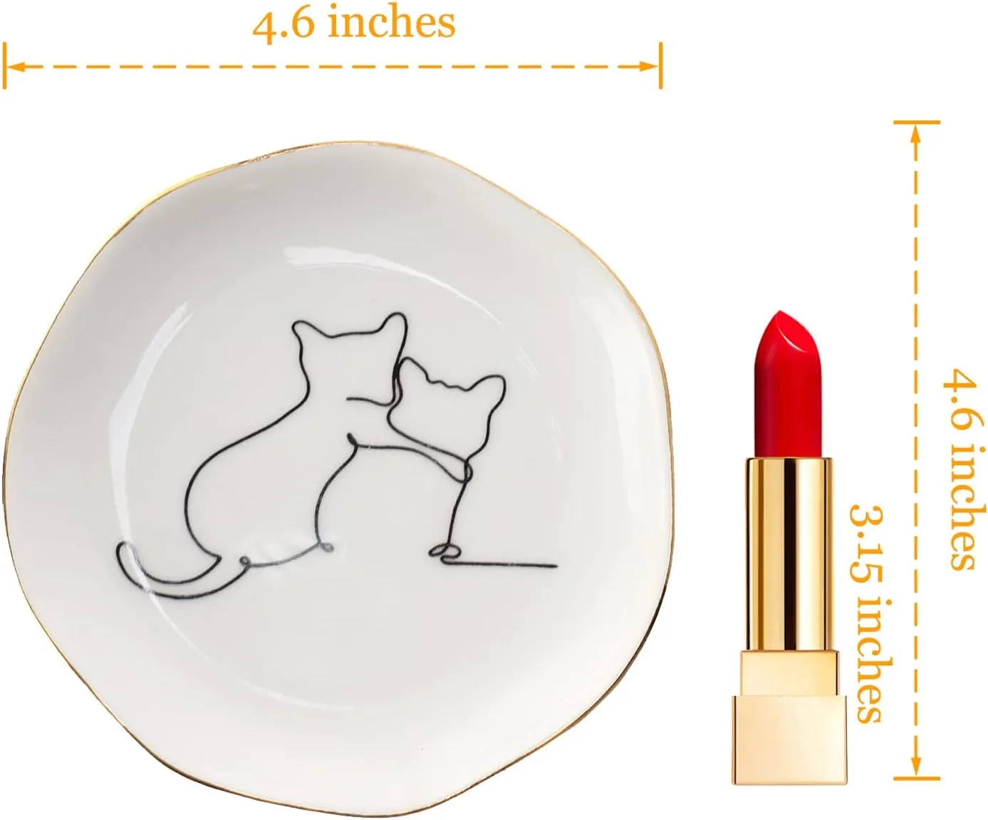 HOME SMILE Cat Ring Dish Jewelry Tray,Christmas Gifts for Cat Lovers,Ceramic White,4"