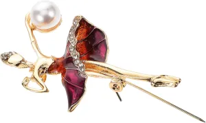 Homoyoyo Cute Ballet Girl Brooch Pin Fashion Crystal Lapel Safety Pin Jewelry Decorative Accents