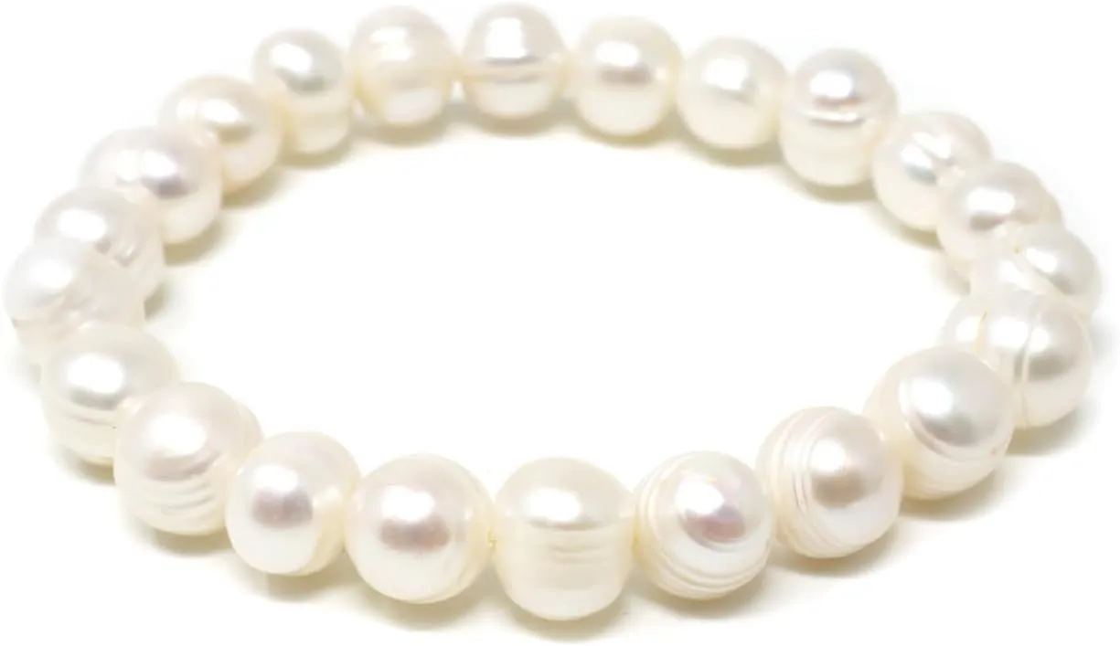Honbay 1PCS Simple Stylish Fresh Water Pearl Bracelet Stretch Pearl Bracelet Valentine's Day Thanksgiving Christmas Birthday Gift - with a Drawstring Bag