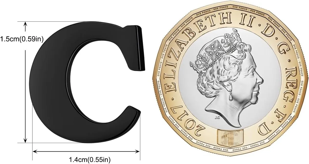 HONEY BEAR Initial Alphabet Letter Lapel Pins Collar Badge Brooches for Mens/Womens Shirt Dress Decoration Black