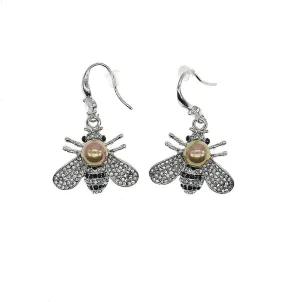 Honey Bee Brooches Crystal Insect Themed Bee Brooch Animal Fashion Shell Pearl Brooch Pin Gold Tone