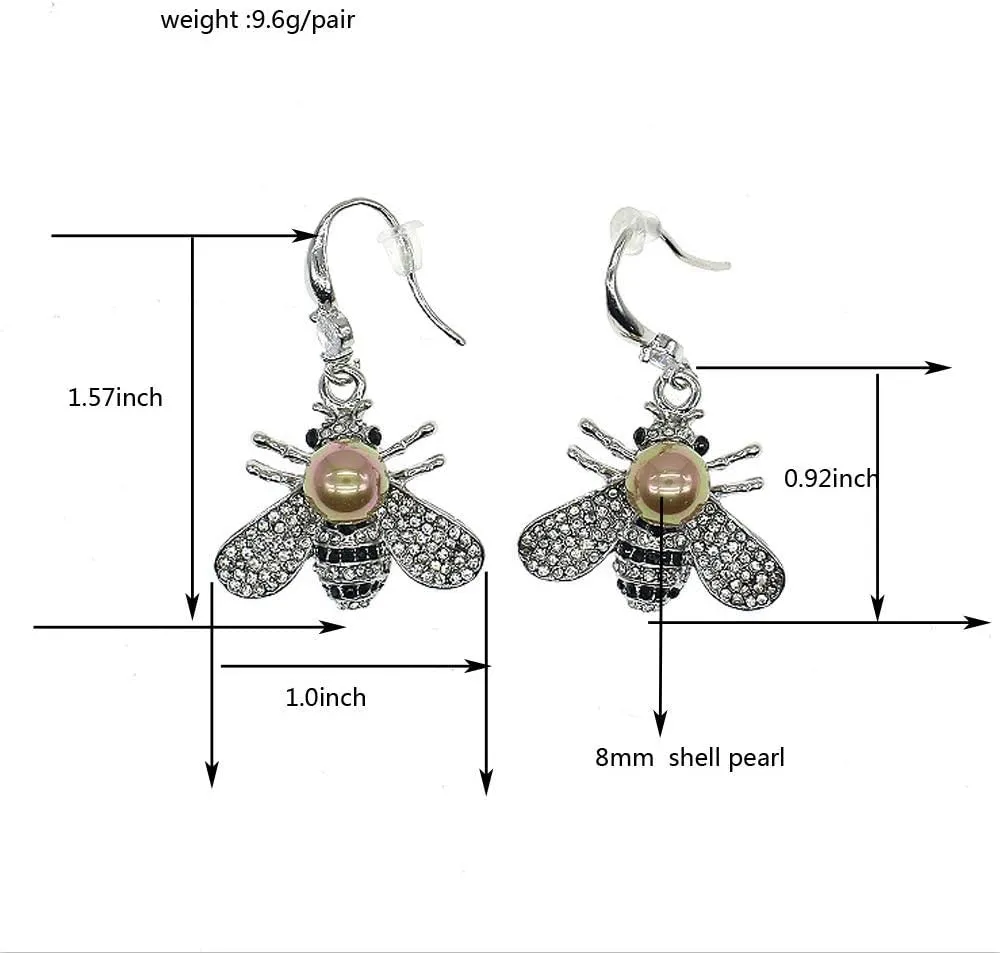 Honey Bee Brooches Crystal Insect Themed Bee Brooch Animal Fashion Shell Pearl Brooch Pin Gold Tone