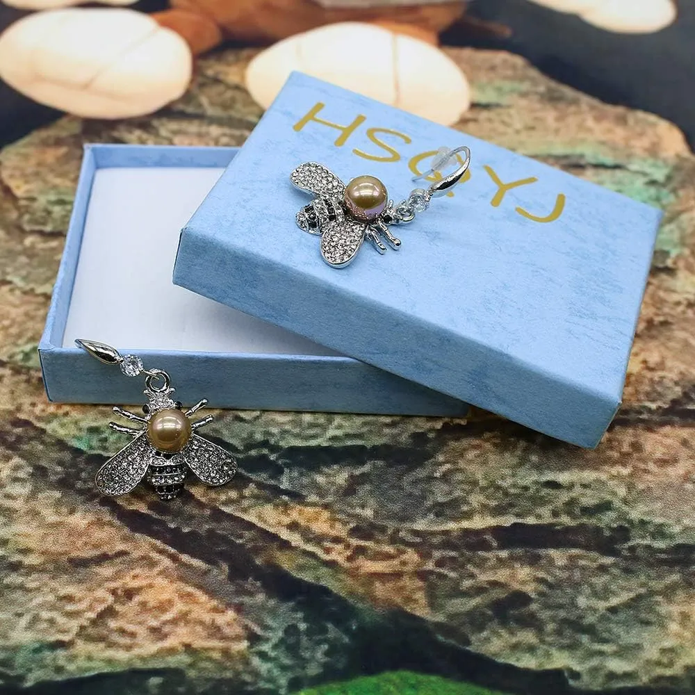 Honey Bee Brooches Crystal Insect Themed Bee Brooch Animal Fashion Shell Pearl Brooch Pin Gold Tone