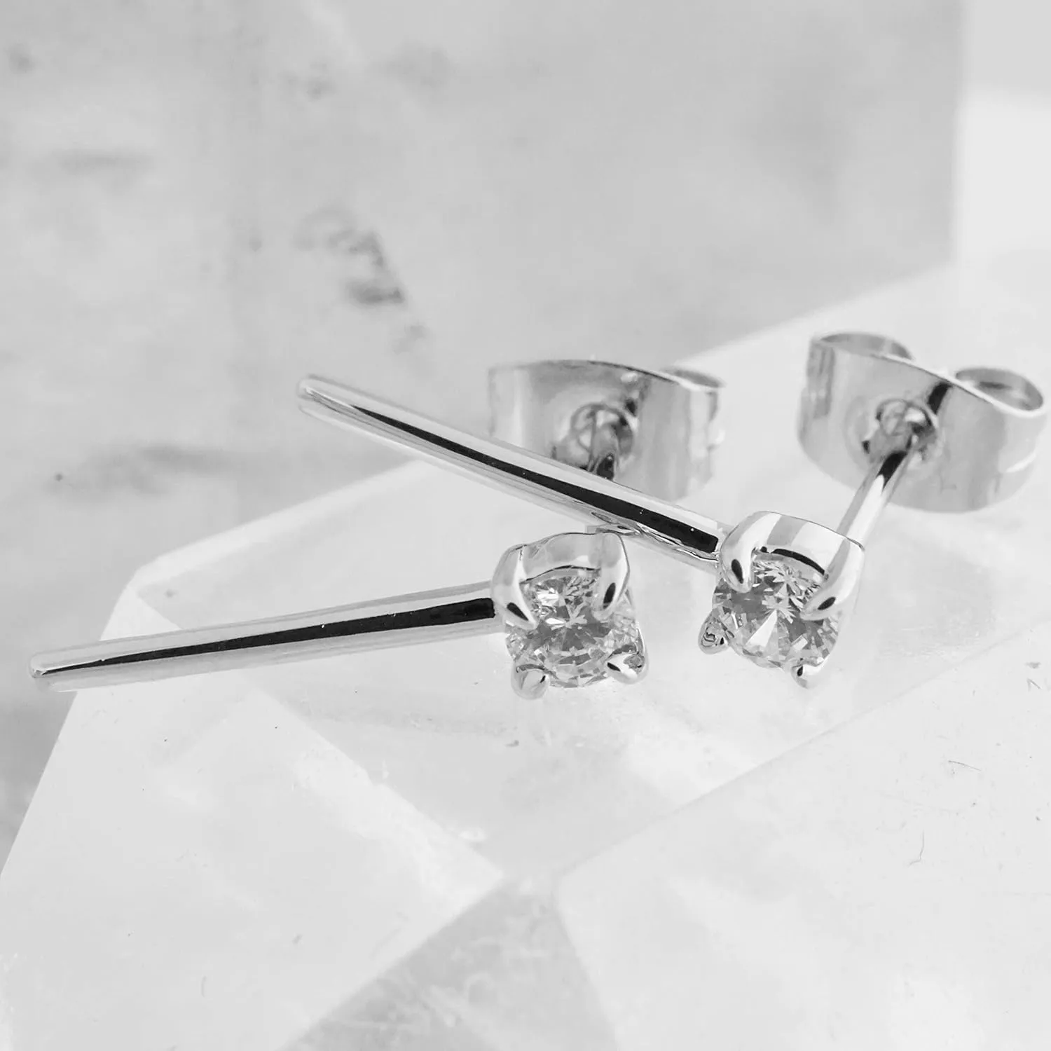 HONEYCAT Aspen Crystal Bar Stud Earrings in Gold, Rose Gold, or Silver | Minimalist, Delicate Jewelry