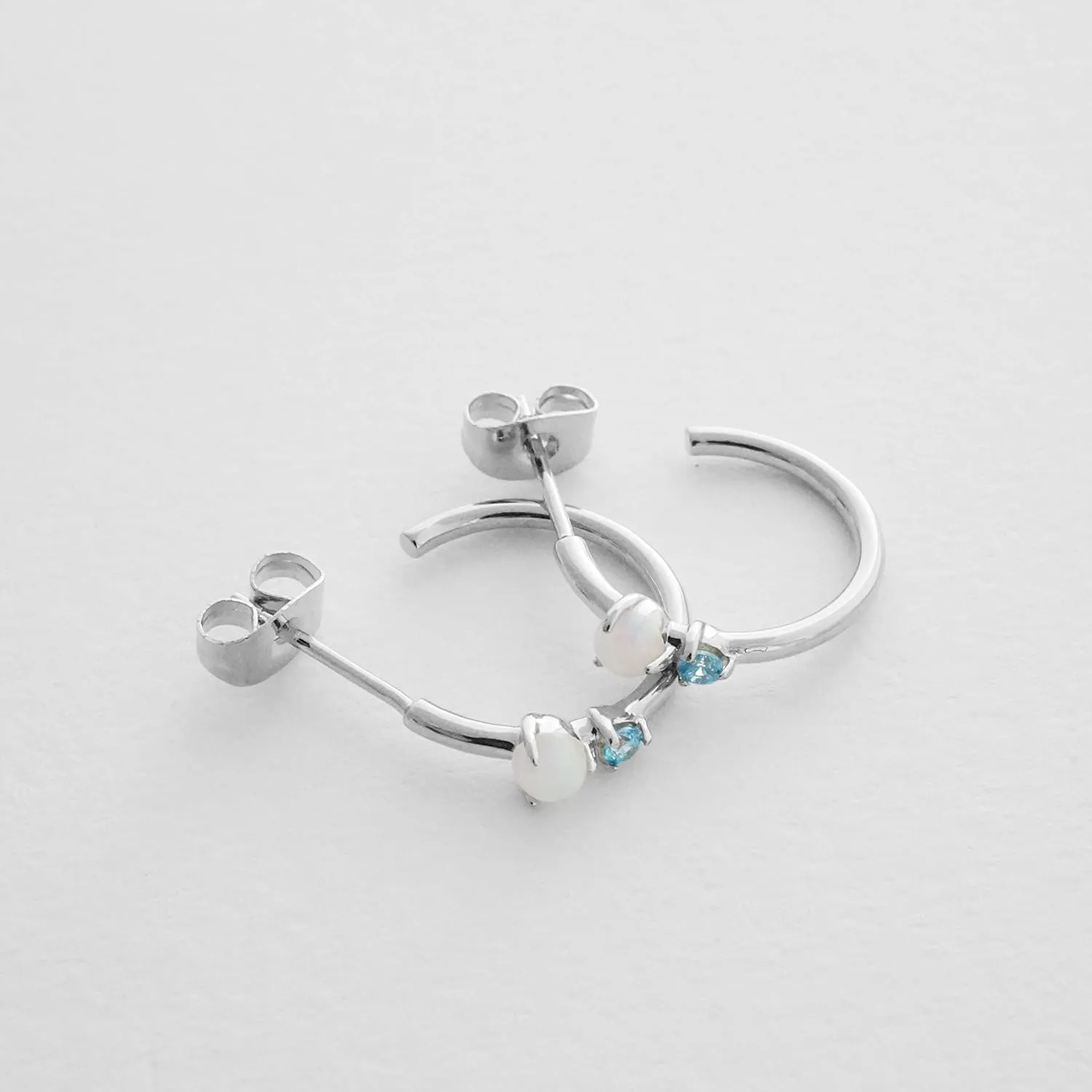 HONEYCAT Sky and Sea Blue and Pink Crystal Hoop Earrings in Gold, Rose Gold, or Silver | Minimalist, Delicate Jewelry