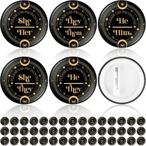 Hoteam 100 Pronoun Badges Pins Tarot Style Gender Identity Pins Pronouns Recognition Brooch "he/him,She/her,They/them" Badges for Shirts Clothes