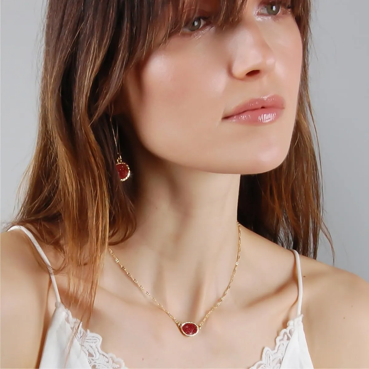 Humble Chic NY Simulated Druzy Pendant Necklace for Women with Sparkly Oval Stone - Gold, Silver, or Rose Gold Tone Chain - 16" with 3" Extender